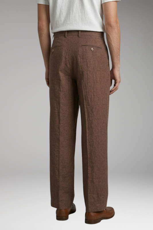 mens linen dress trousers Men's Linen Trousers - Wide Leg Cut - Breathable Fabric