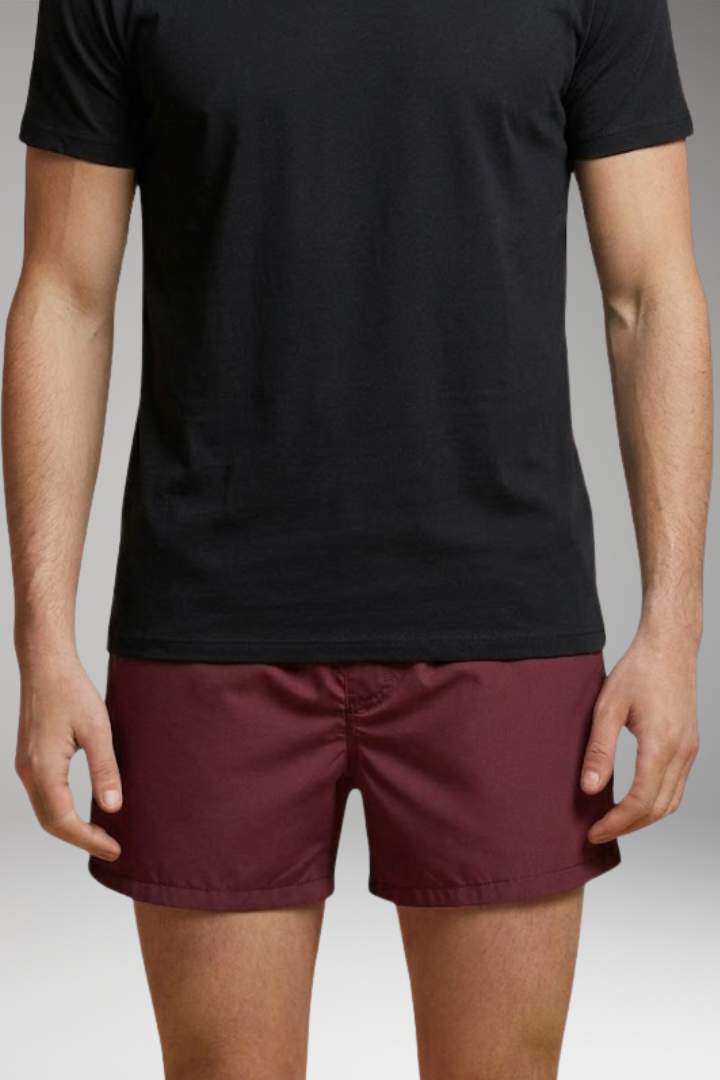 Men’s Swim Shorts with Elastic Waistband and Zipper Pockets