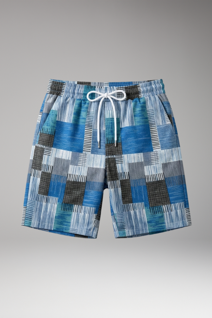 Men’s Swim Shorts with Graphic Pattern and Elastic Waistband