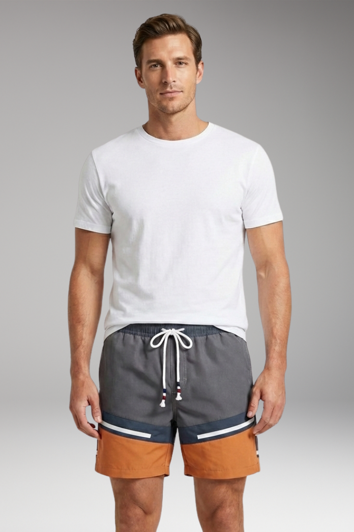 Men’s Swim Shorts with Striped Pattern for Swimming and Beach Activities