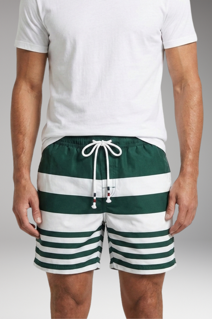 Men’s Swim Shorts with Striped Pattern for Swimming and Beach Activities
