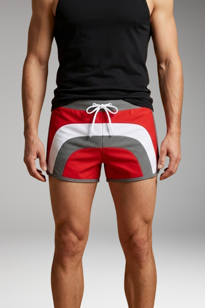 Men’s Swim Trunks with Drawstring Waistband and Sporty Design