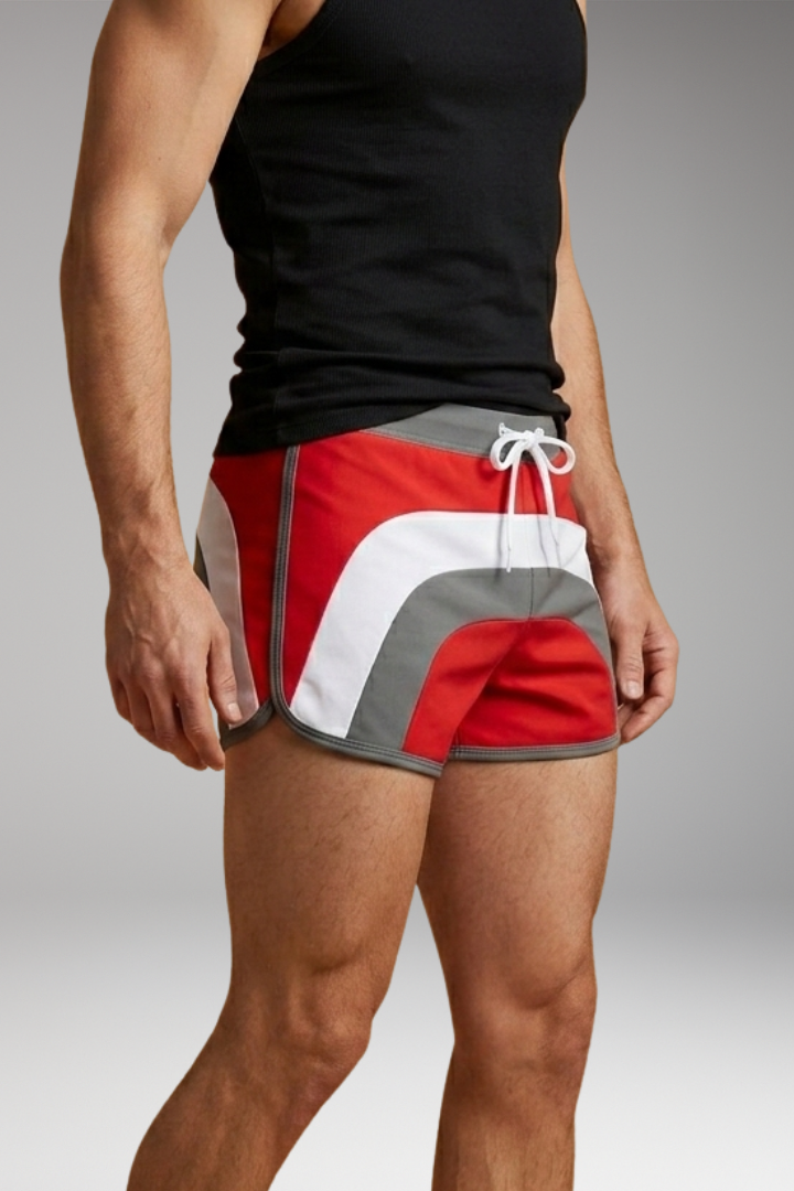 Men’s Swim Trunks with Drawstring Waistband and Sporty Design