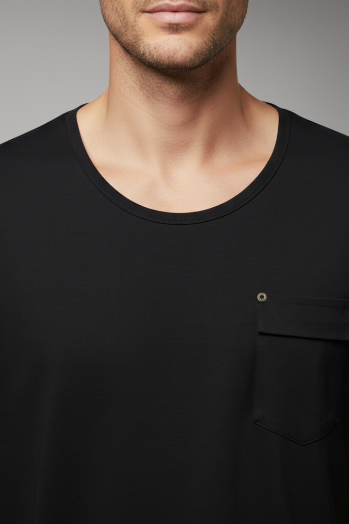 Men’s T-Shirt with Chest Pocket and Round Neck
