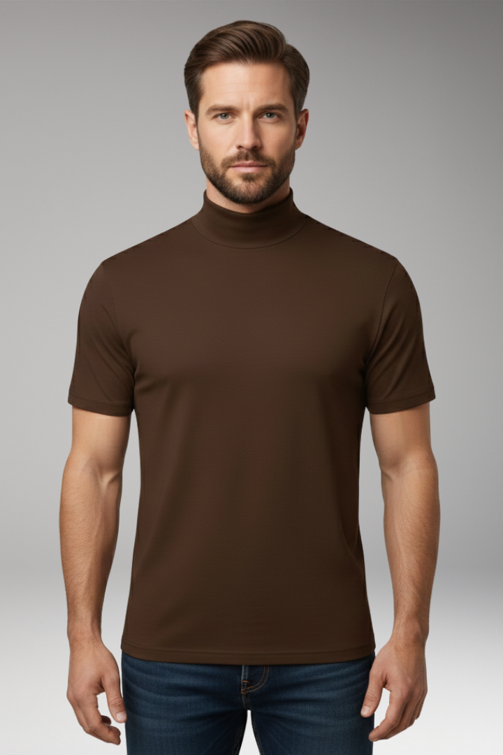 Men’s T-Shirt with Turtleneck and Short Sleeves