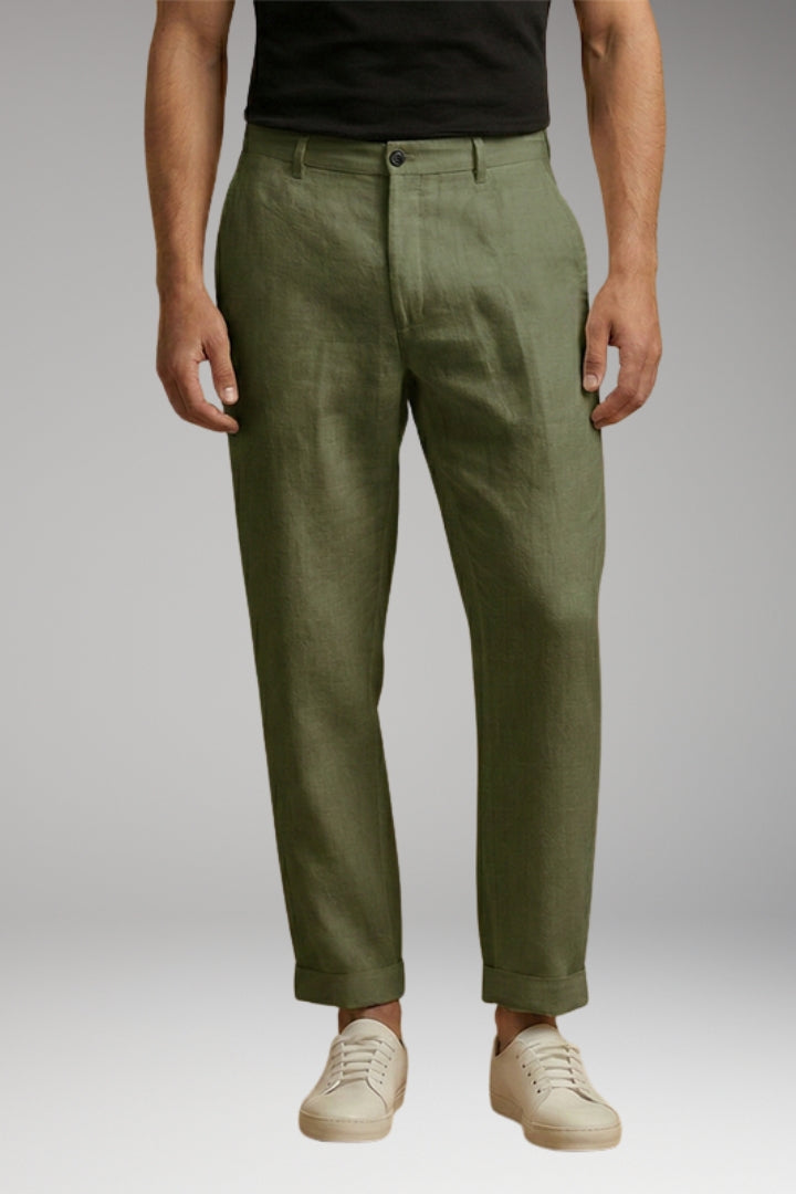 Men’s Trousers with Button Fastening and Cuffed Hems