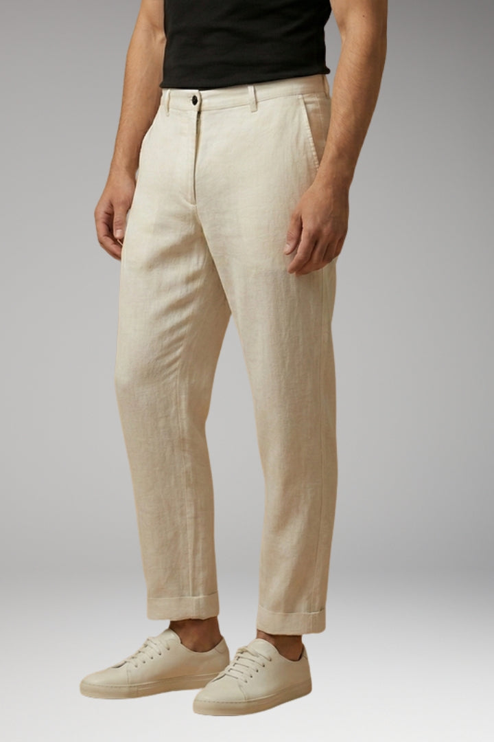 Men’s Trousers with Button Fastening and Cuffed Hems