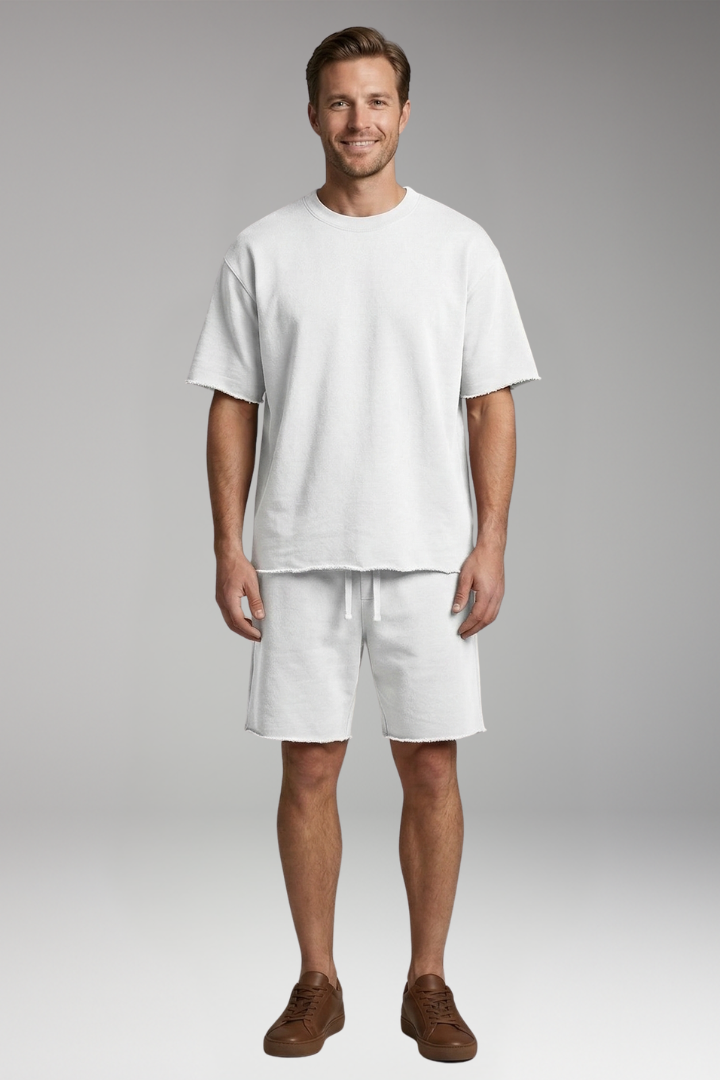 Men’s Two-Piece Set with Oversized Shirt and Drawstring Shorts