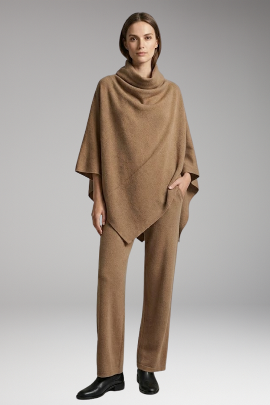 Women's Clothing Set with Draped Details and Flowing Trousers