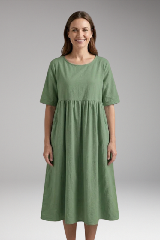Women's Dress with Short Sleeves and Flattering Fit