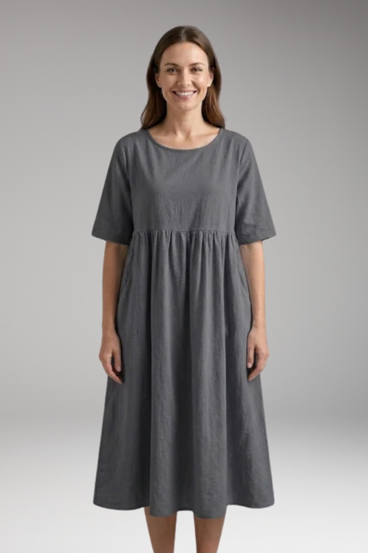 Women's Dress with Short Sleeves and Flattering Fit