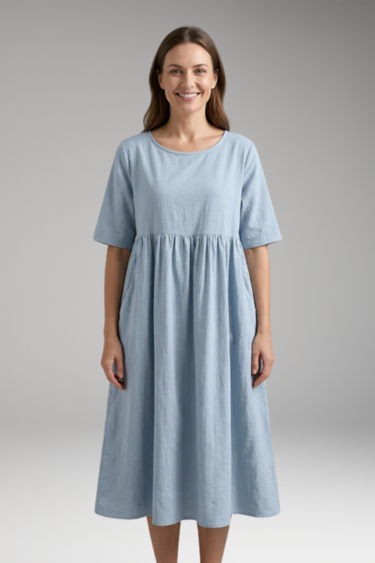 Women's Dress with Short Sleeves and Flattering Fit