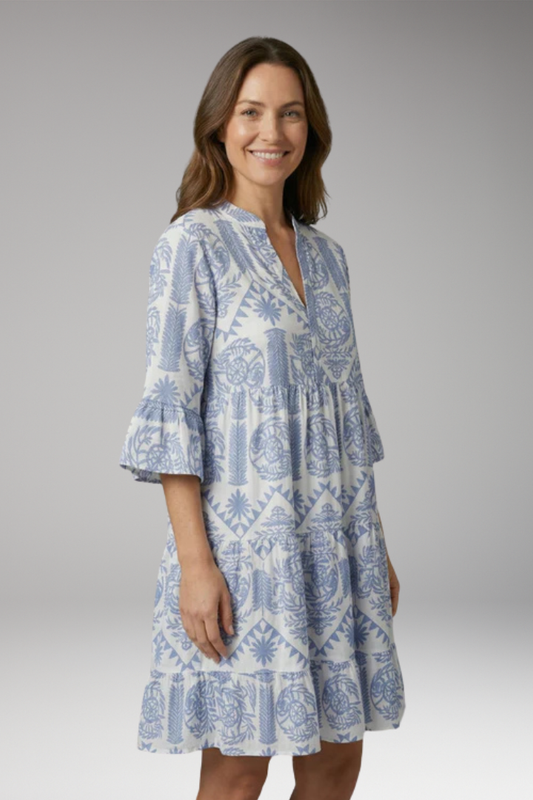Women's Dress with Printed Surface and Flowing Fit