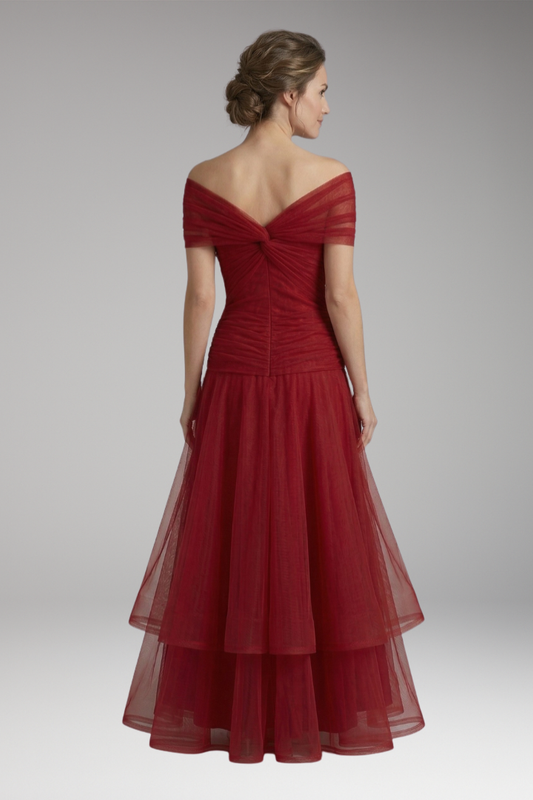Women's Dress with V-Neckline and Pleated Waist