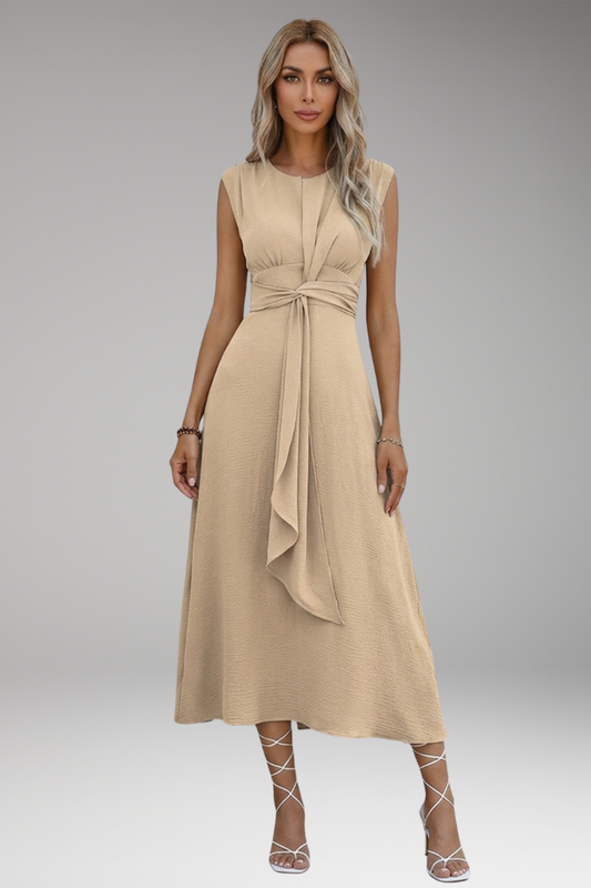 Women's Elegant Sleeveless Maxi Dress with Round Neck