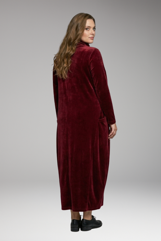 Women's Evening Dress with Velvet Fabric and Relaxed Fit