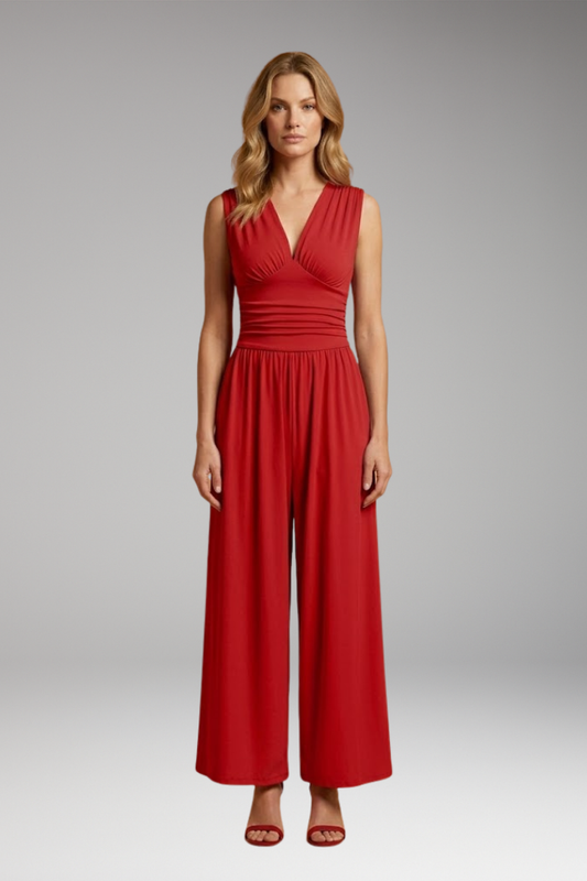 Women's Jumpsuit with Ribbed Surface and Wide Legs