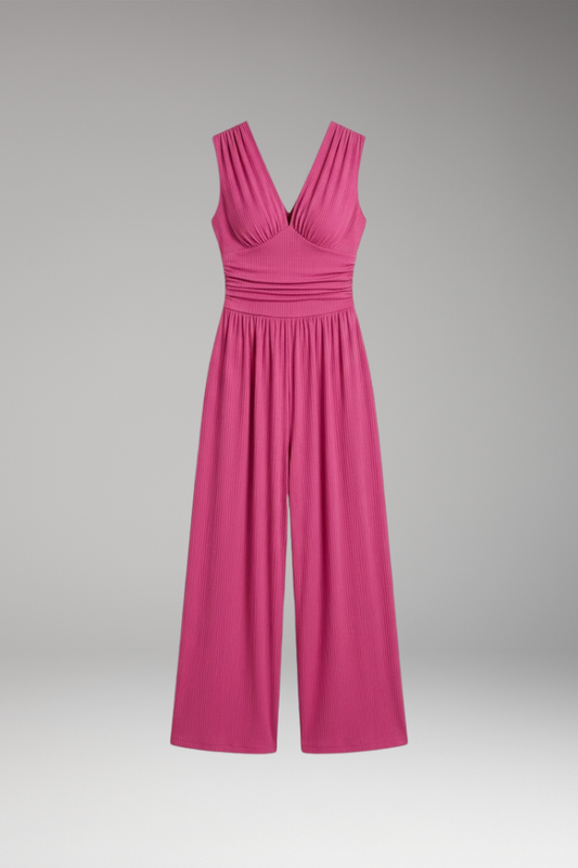 Women's Jumpsuit with Ribbed Surface and Wide Legs