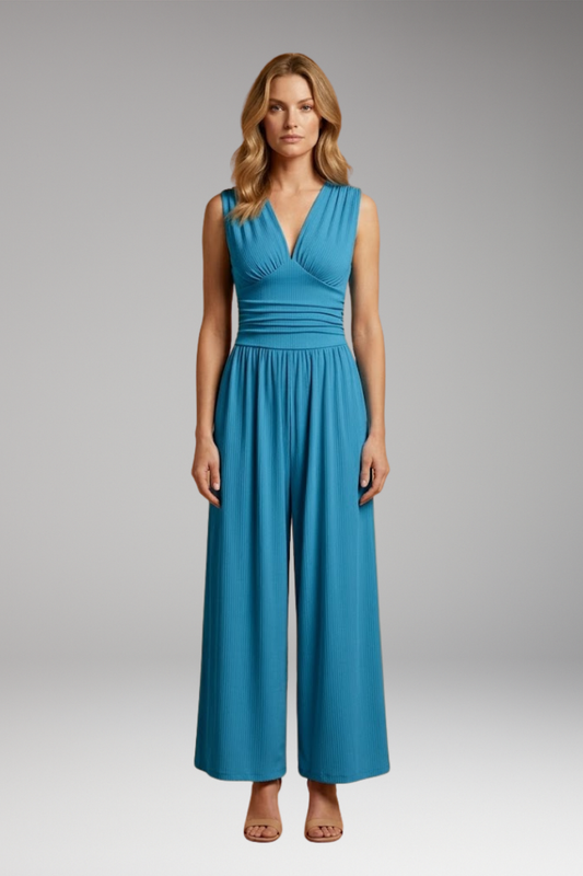 Women's Jumpsuit with Ribbed Surface and Wide Legs