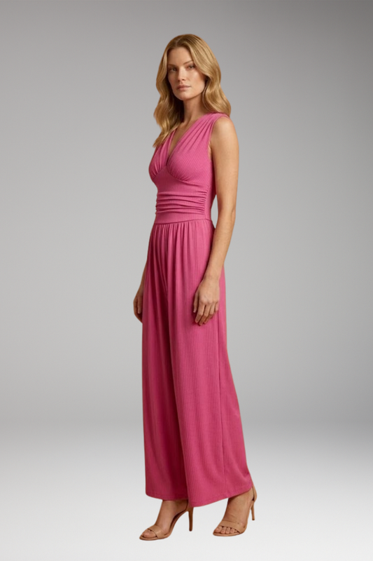 Women's Jumpsuit with Ribbed Surface and Wide Legs