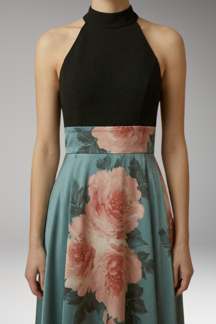 Women’s Maxi Dress with High Neck and Side Slit