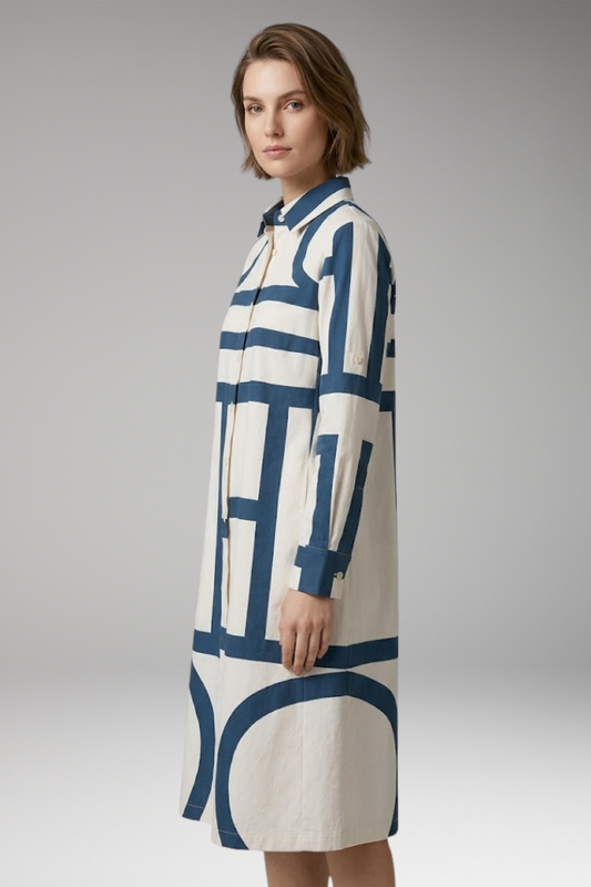 Women's Midi Dress with Flowing Drape and Plain Surface