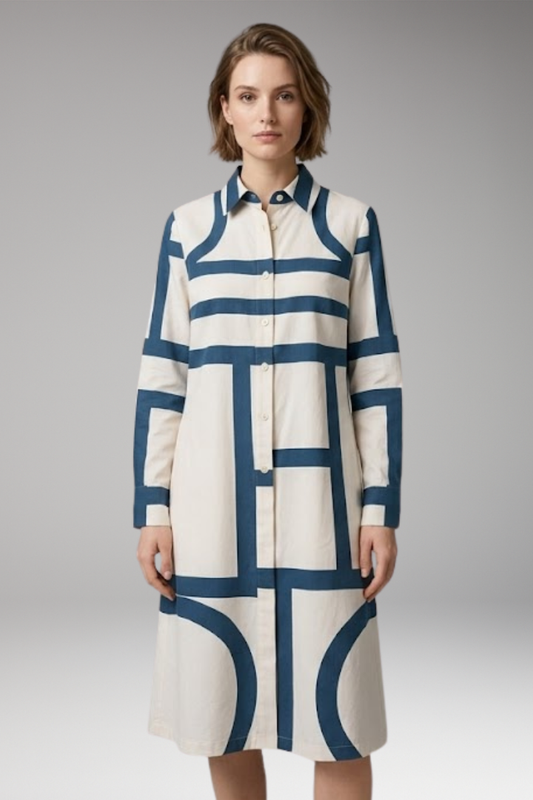 Women's Midi Dress with Flowing Drape and Plain Surface