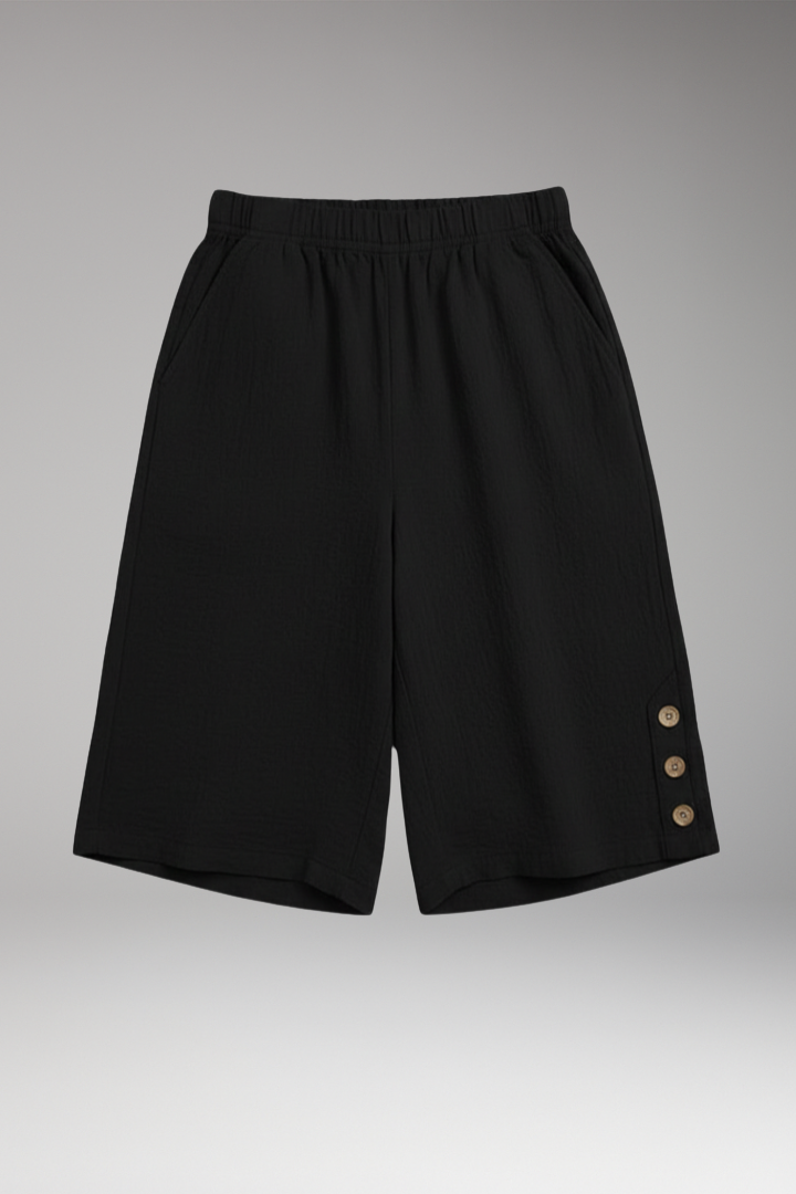 Women's Shorts with Elastic Waist and Side Pockets