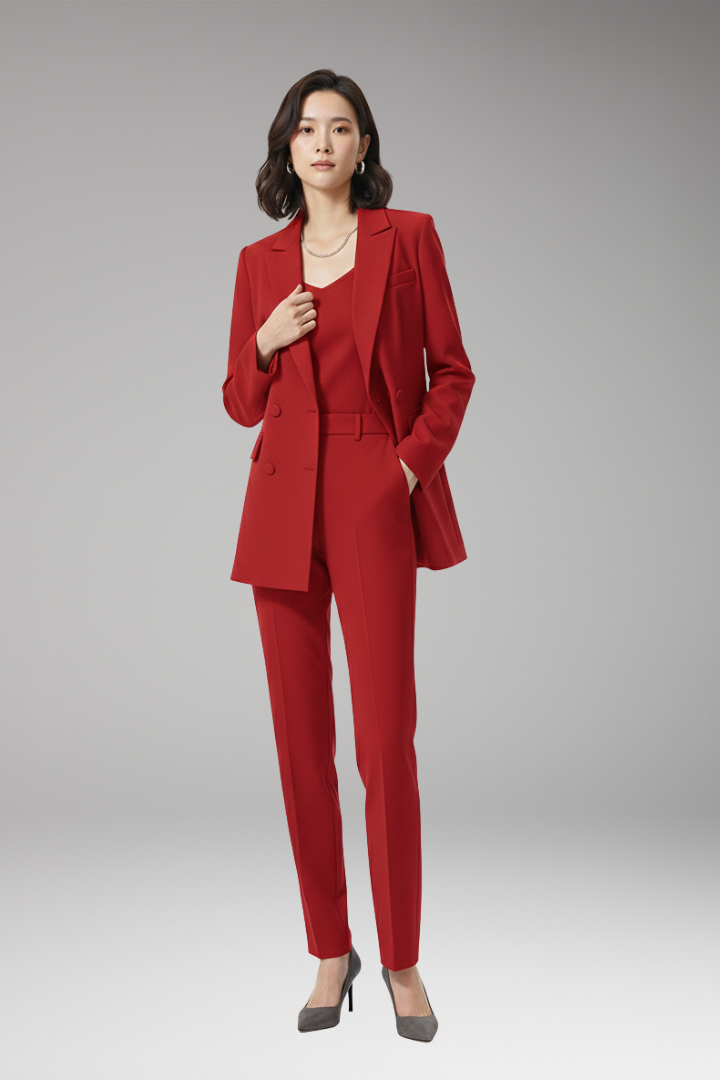 Women’s Suit Set with Blazer and Straight Trousers