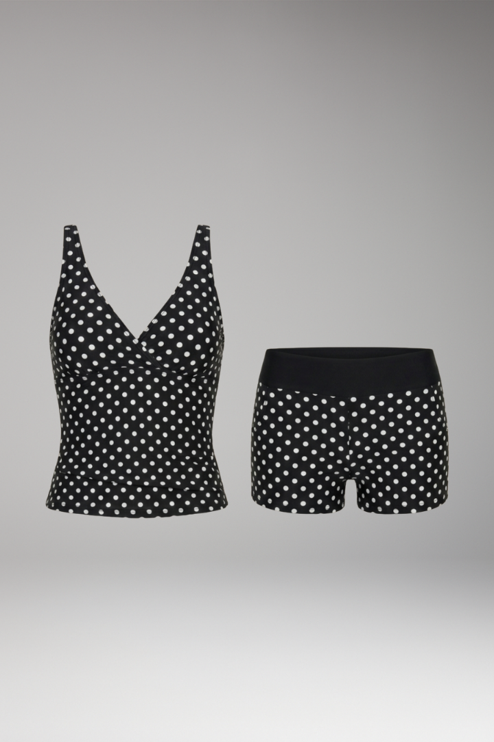 Women’s Tankini with V-Neck Top and High-Waisted Shorts